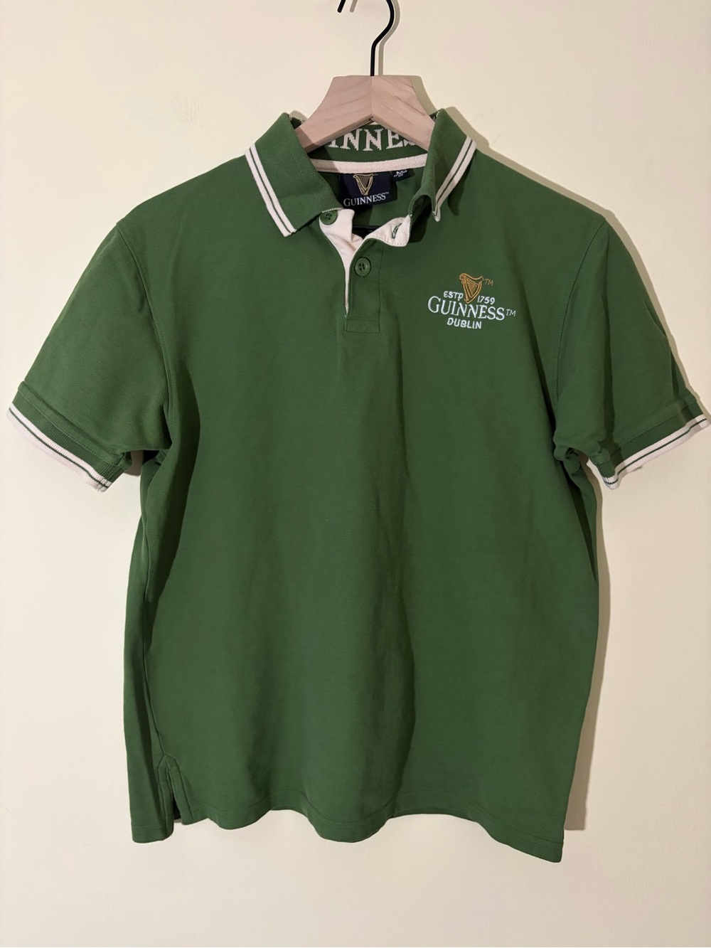 Guinness Dublin Green And White Polo Shirt